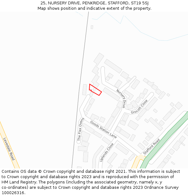 25, NURSERY DRIVE, PENKRIDGE, STAFFORD, ST19 5SJ: Location map and indicative extent of plot