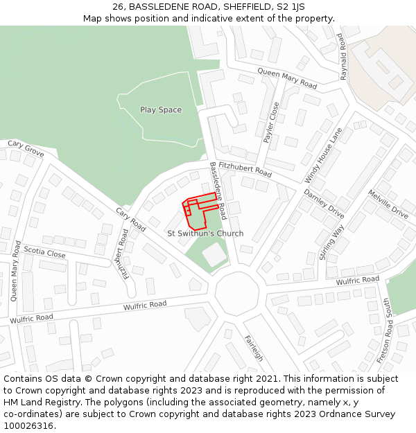 26, BASSLEDENE ROAD, SHEFFIELD, S2 1JS: Location map and indicative extent of plot