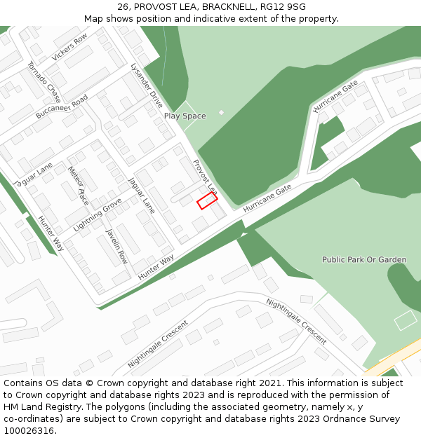 26, PROVOST LEA, BRACKNELL, RG12 9SG: Location map and indicative extent of plot