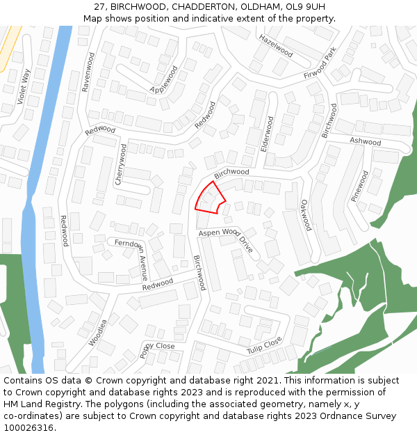 27, BIRCHWOOD, CHADDERTON, OLDHAM, OL9 9UH: Location map and indicative extent of plot