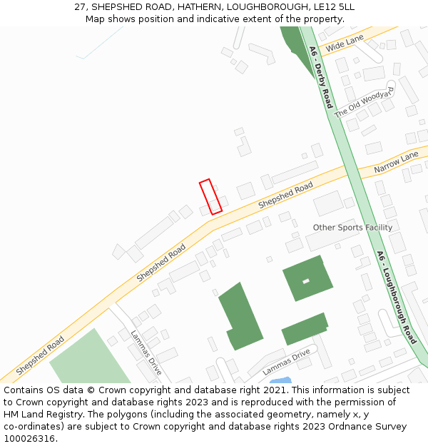 27, SHEPSHED ROAD, HATHERN, LOUGHBOROUGH, LE12 5LL: Location map and indicative extent of plot