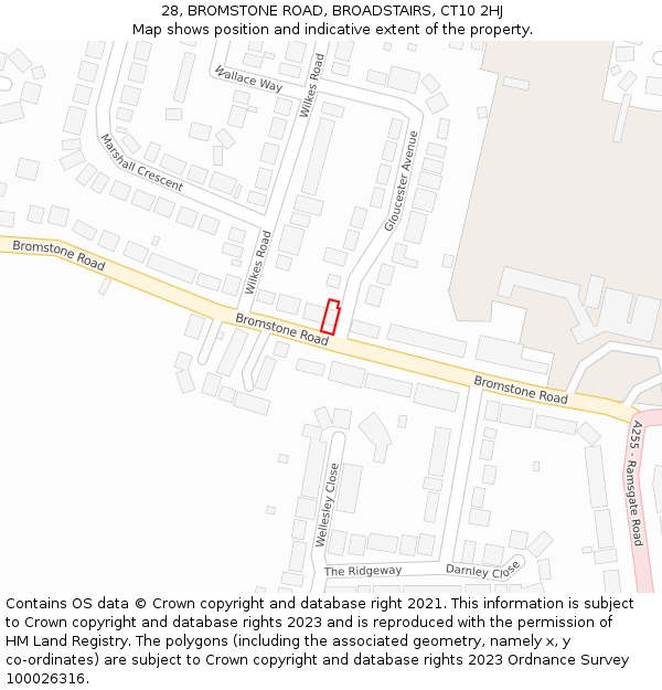 28, BROMSTONE ROAD, BROADSTAIRS, CT10 2HJ: Location map and indicative extent of plot