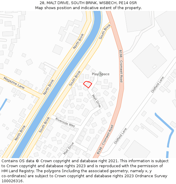 28, MALT DRIVE, SOUTH BRINK, WISBECH, PE14 0SR: Location map and indicative extent of plot