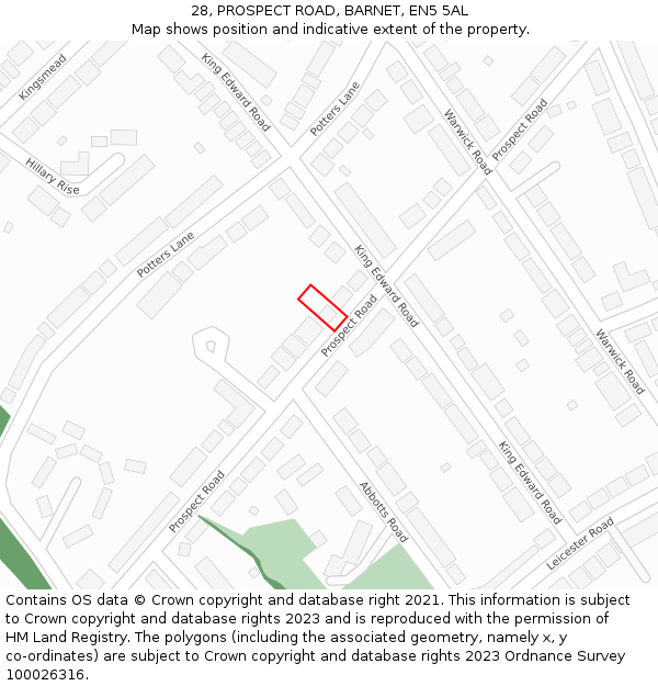 28, PROSPECT ROAD, BARNET, EN5 5AL: Location map and indicative extent of plot