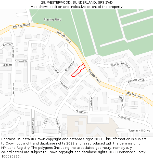 28, WESTERWOOD, SUNDERLAND, SR3 2WD: Location map and indicative extent of plot