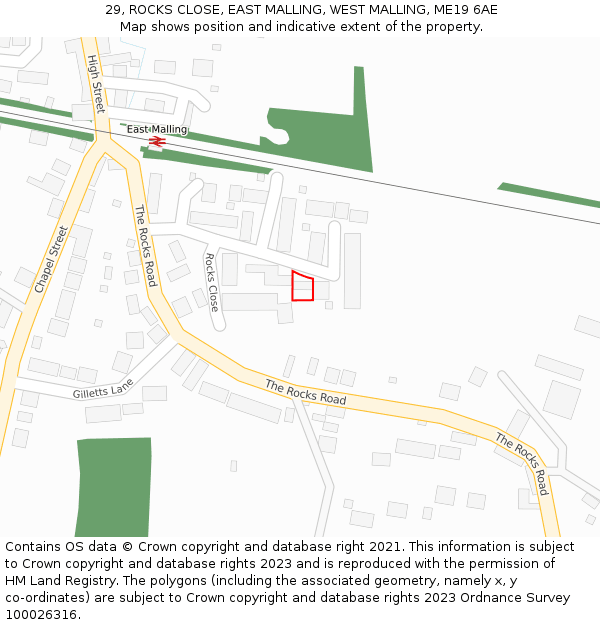 29, ROCKS CLOSE, EAST MALLING, WEST MALLING, ME19 6AE: Location map and indicative extent of plot