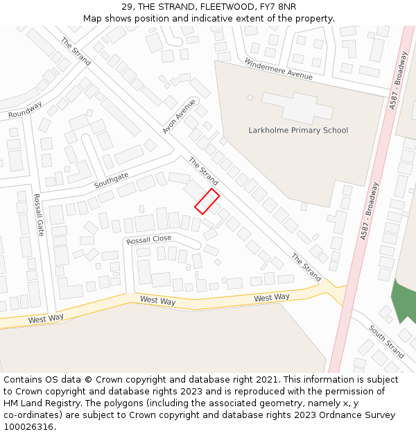 29, THE STRAND, FLEETWOOD, FY7 8NR: Location map and indicative extent of plot