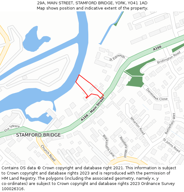 29A, MAIN STREET, STAMFORD BRIDGE, YORK, YO41 1AD: Location map and indicative extent of plot