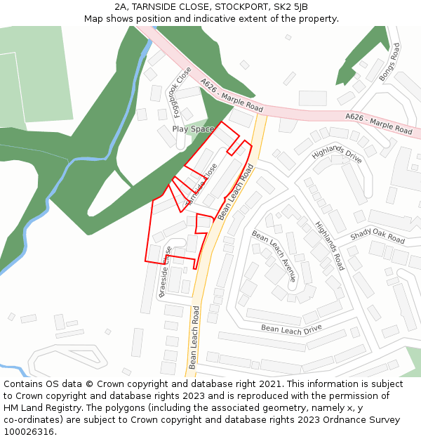 2A, TARNSIDE CLOSE, STOCKPORT, SK2 5JB: Location map and indicative extent of plot