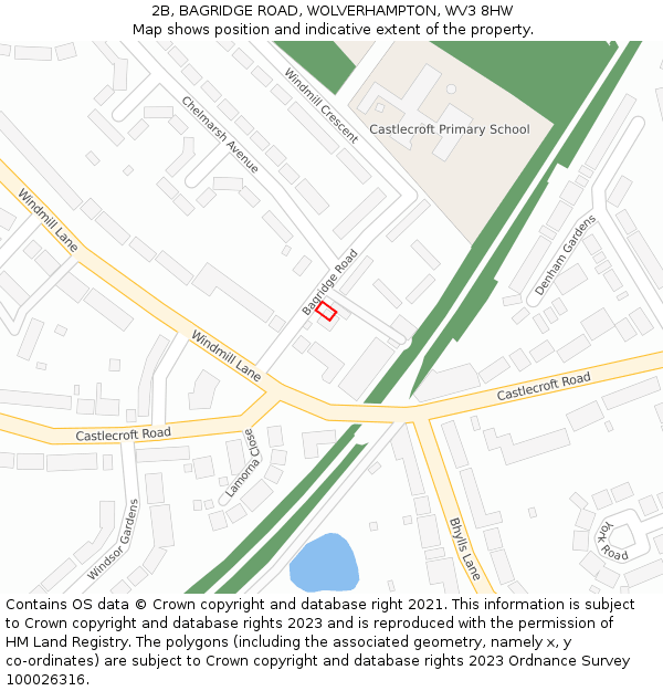 2B, BAGRIDGE ROAD, WOLVERHAMPTON, WV3 8HW: Location map and indicative extent of plot