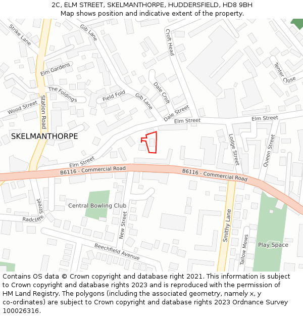 2C, ELM STREET, SKELMANTHORPE, HUDDERSFIELD, HD8 9BH: Location map and indicative extent of plot