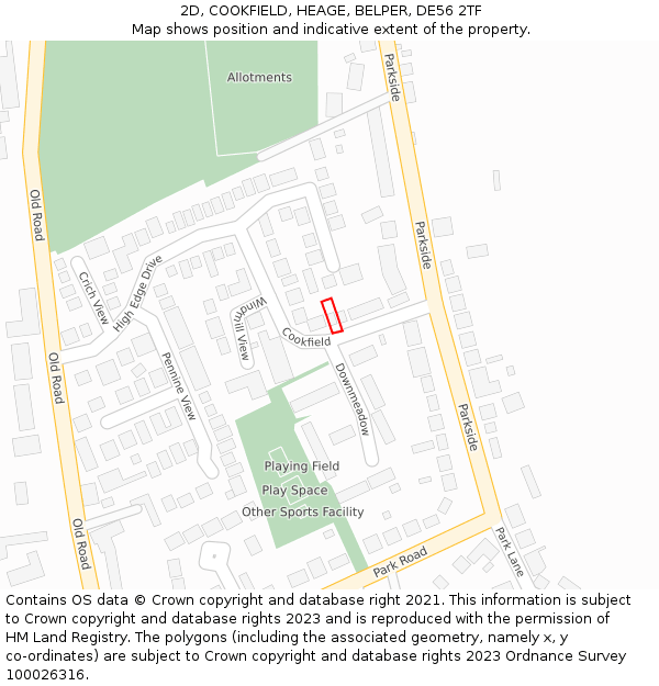 2D, COOKFIELD, HEAGE, BELPER, DE56 2TF: Location map and indicative extent of plot