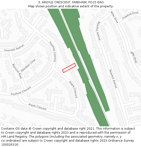 3, ARGYLE CRESCENT, FAREHAM, PO15 6AG: Location map and indicative extent of plot