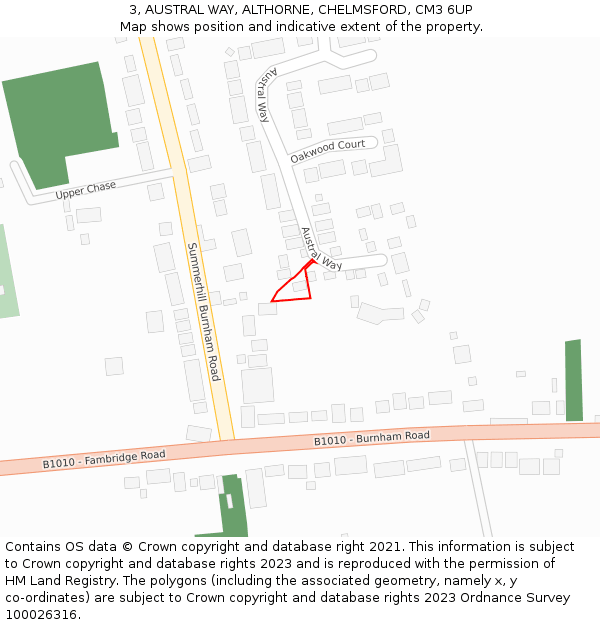 3, AUSTRAL WAY, ALTHORNE, CHELMSFORD, CM3 6UP: Location map and indicative extent of plot