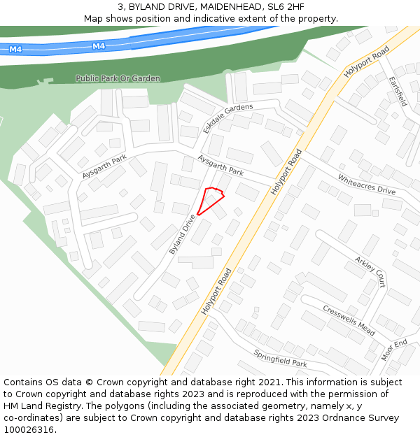 3, BYLAND DRIVE, MAIDENHEAD, SL6 2HF: Location map and indicative extent of plot