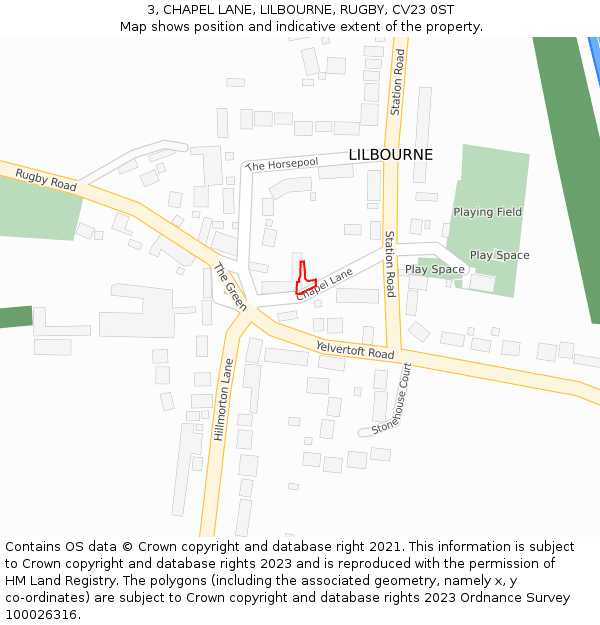 3, CHAPEL LANE, LILBOURNE, RUGBY, CV23 0ST: Location map and indicative extent of plot