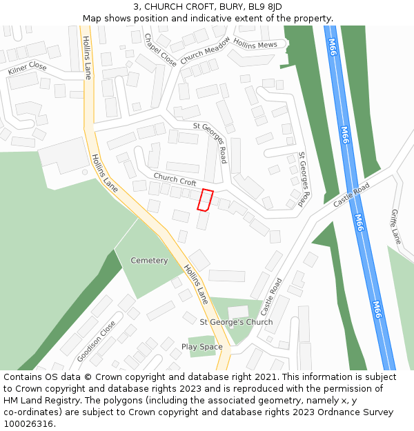 3, CHURCH CROFT, BURY, BL9 8JD: Location map and indicative extent of plot