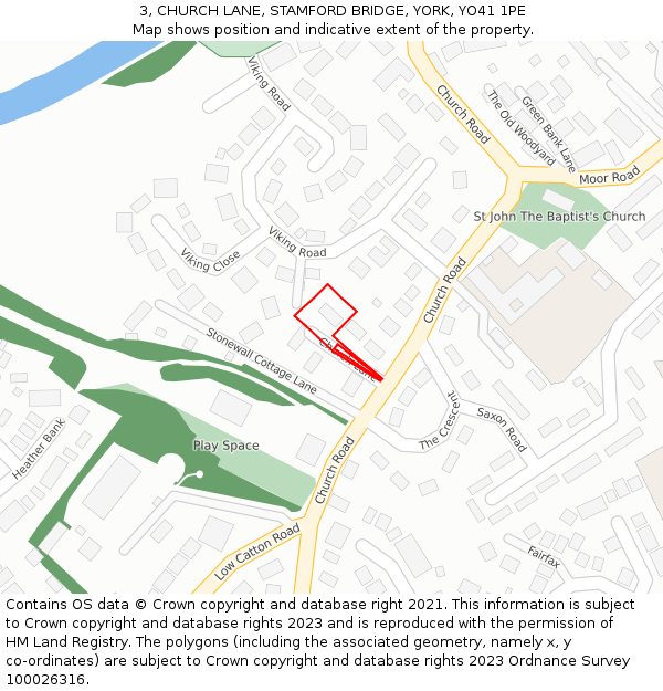 3, CHURCH LANE, STAMFORD BRIDGE, YORK, YO41 1PE: Location map and indicative extent of plot