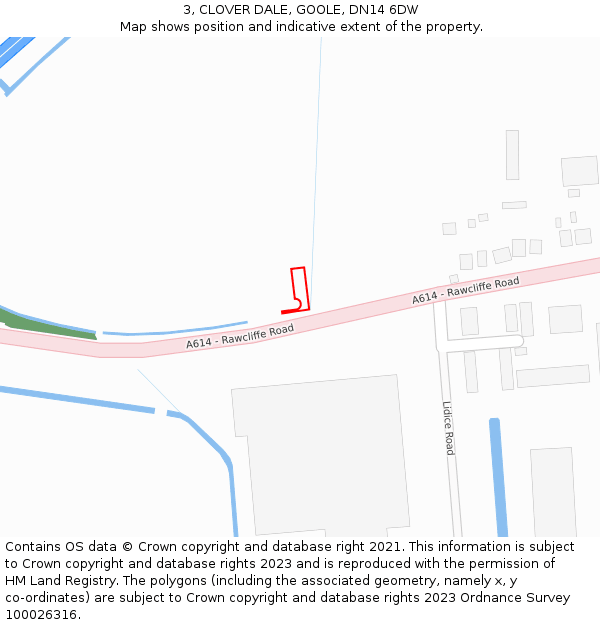 3, CLOVER DALE, GOOLE, DN14 6DW: Location map and indicative extent of plot