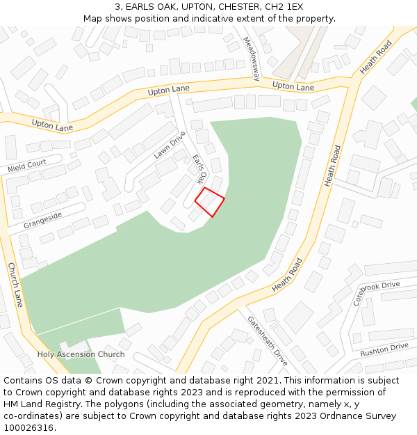 3, EARLS OAK, UPTON, CHESTER, CH2 1EX: Location map and indicative extent of plot