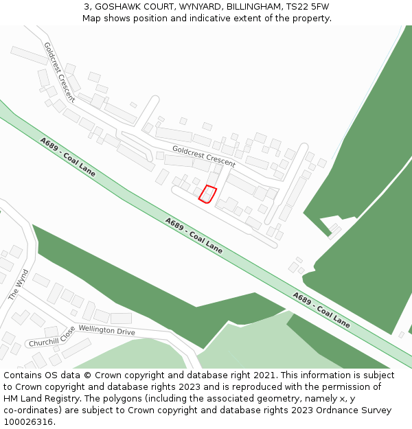 3, GOSHAWK COURT, WYNYARD, BILLINGHAM, TS22 5FW: Location map and indicative extent of plot