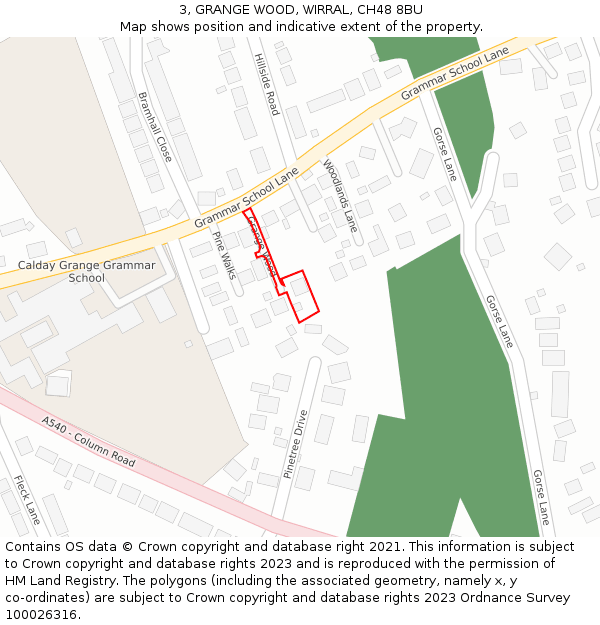 3, GRANGE WOOD, WIRRAL, CH48 8BU: Location map and indicative extent of plot