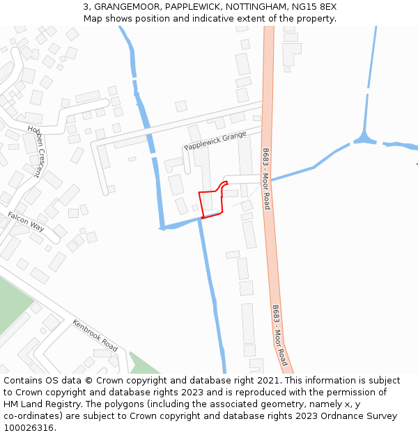 3, GRANGEMOOR, PAPPLEWICK, NOTTINGHAM, NG15 8EX: Location map and indicative extent of plot