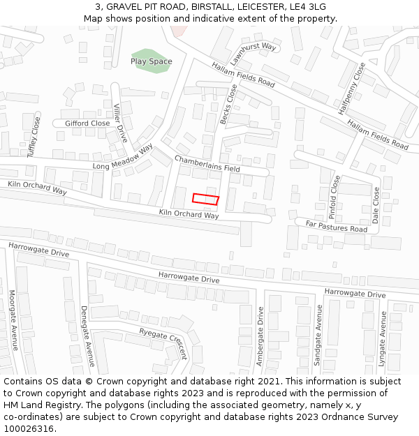 3, GRAVEL PIT ROAD, BIRSTALL, LEICESTER, LE4 3LG: Location map and indicative extent of plot