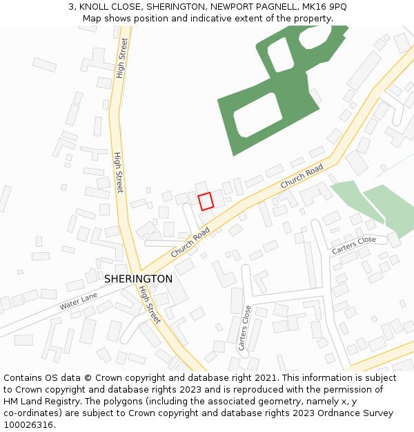 3, KNOLL CLOSE, SHERINGTON, NEWPORT PAGNELL, MK16 9PQ: Location map and indicative extent of plot