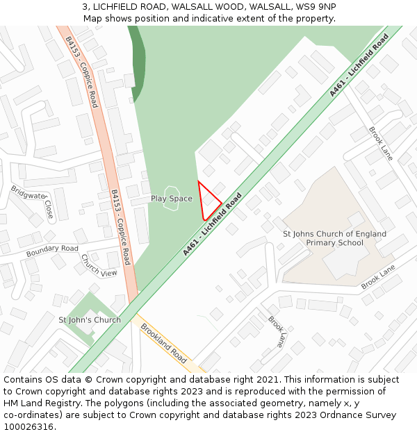 3, LICHFIELD ROAD, WALSALL WOOD, WALSALL, WS9 9NP: Location map and indicative extent of plot