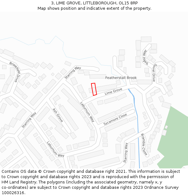 3, LIME GROVE, LITTLEBOROUGH, OL15 8RP: Location map and indicative extent of plot