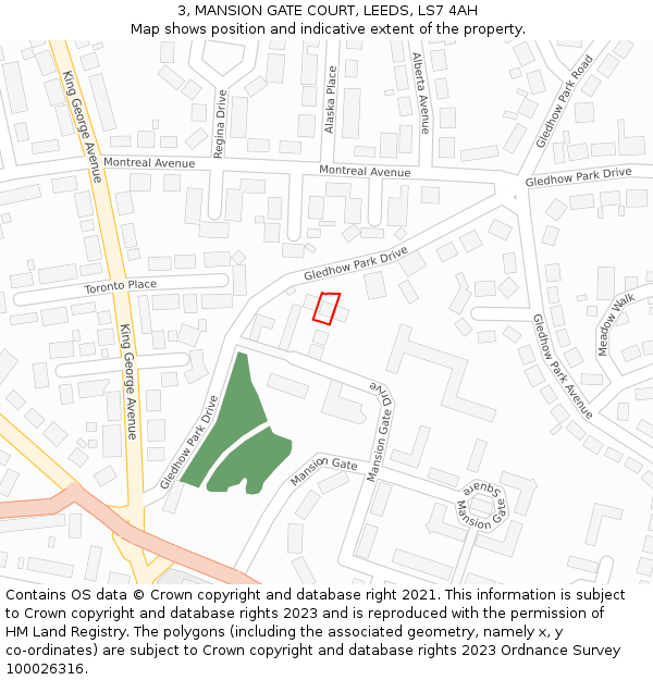 3, MANSION GATE COURT, LEEDS, LS7 4AH: Location map and indicative extent of plot