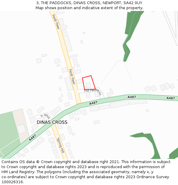 3, THE PADDOCKS, DINAS CROSS, NEWPORT, SA42 0UY: Location map and indicative extent of plot