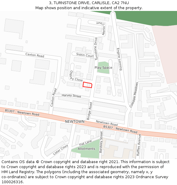 3, TURNSTONE DRIVE, CARLISLE, CA2 7NU: Location map and indicative extent of plot