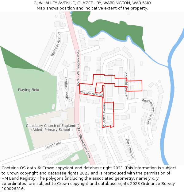 3, WHALLEY AVENUE, GLAZEBURY, WARRINGTON, WA3 5NQ: Location map and indicative extent of plot