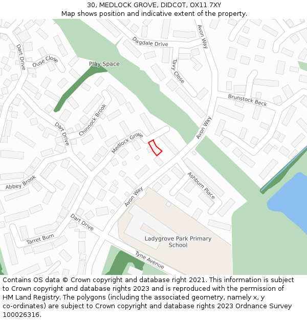 30, MEDLOCK GROVE, DIDCOT, OX11 7XY: Location map and indicative extent of plot