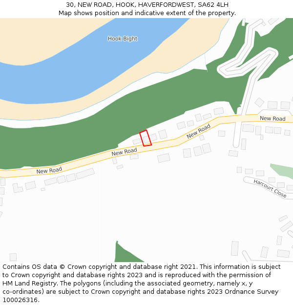 30, NEW ROAD, HOOK, HAVERFORDWEST, SA62 4LH: Location map and indicative extent of plot