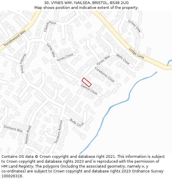 30, VYNES WAY, NAILSEA, BRISTOL, BS48 2UG: Location map and indicative extent of plot