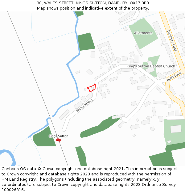 30, WALES STREET, KINGS SUTTON, BANBURY, OX17 3RR: Location map and indicative extent of plot