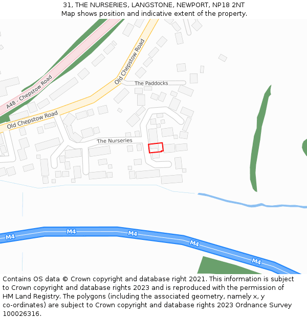 31, THE NURSERIES, LANGSTONE, NEWPORT, NP18 2NT: Location map and indicative extent of plot