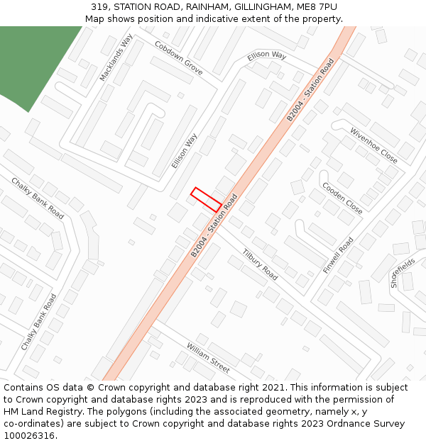 319, STATION ROAD, RAINHAM, GILLINGHAM, ME8 7PU: Location map and indicative extent of plot