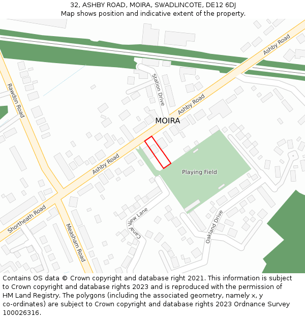 32, ASHBY ROAD, MOIRA, SWADLINCOTE, DE12 6DJ: Location map and indicative extent of plot