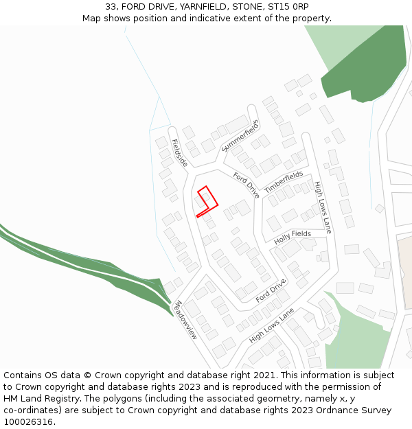 33, FORD DRIVE, YARNFIELD, STONE, ST15 0RP: Location map and indicative extent of plot