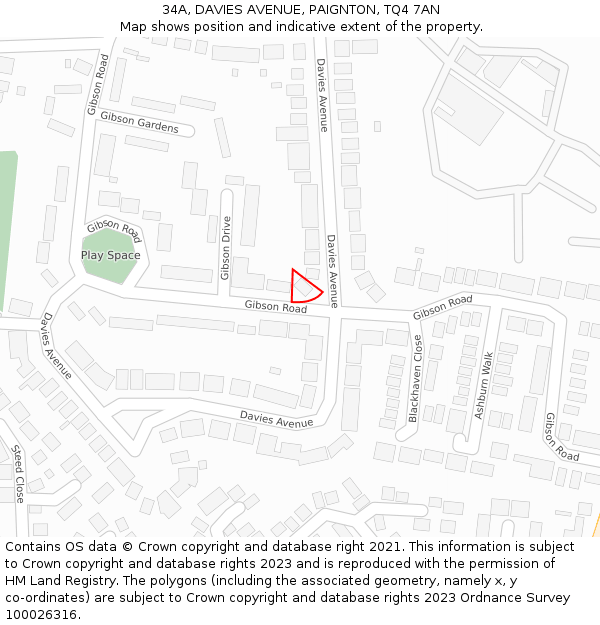 34A, DAVIES AVENUE, PAIGNTON, TQ4 7AN: Location map and indicative extent of plot