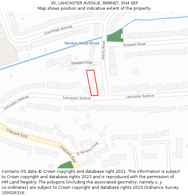 35, LANCASTER AVENUE, BARNET, EN4 0EP: Location map and indicative extent of plot