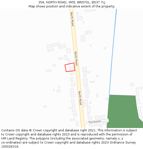 359, NORTH ROAD, YATE, BRISTOL, BS37 7LJ: Location map and indicative extent of plot