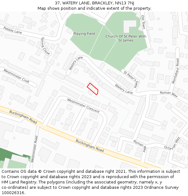 37, WATERY LANE, BRACKLEY, NN13 7NJ: Location map and indicative extent of plot