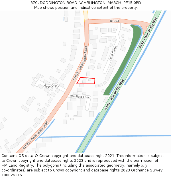 37C, DODDINGTON ROAD, WIMBLINGTON, MARCH, PE15 0RD: Location map and indicative extent of plot