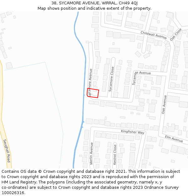 38, SYCAMORE AVENUE, WIRRAL, CH49 4QJ: Location map and indicative extent of plot