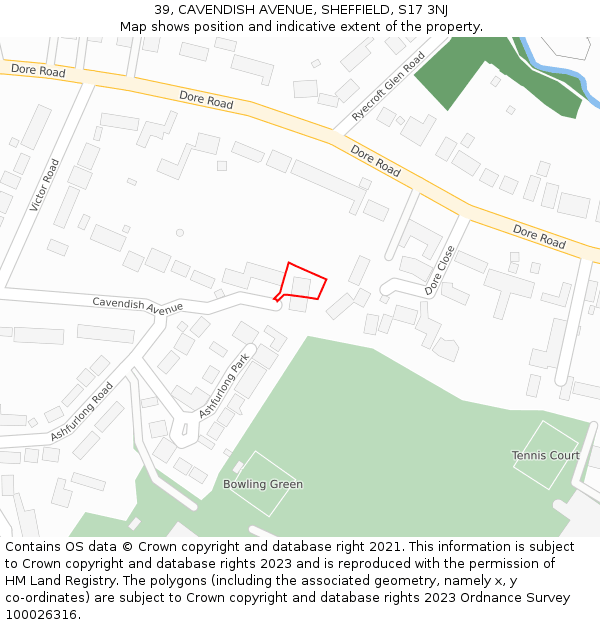 39, CAVENDISH AVENUE, SHEFFIELD, S17 3NJ: Location map and indicative extent of plot